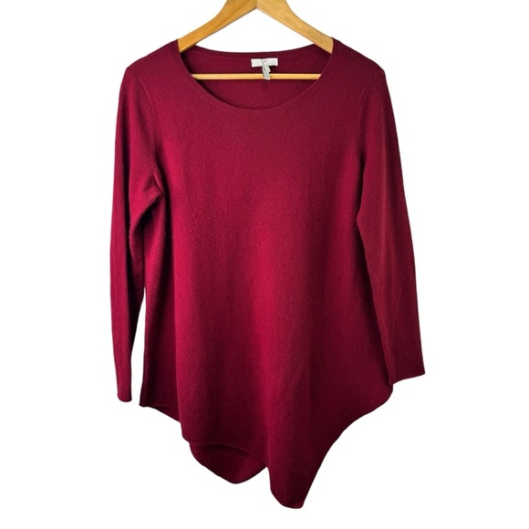 Joie Red Cashmere Wool Scoop Neck Asymmetrical Hem Size Small - Picture 1 of 11